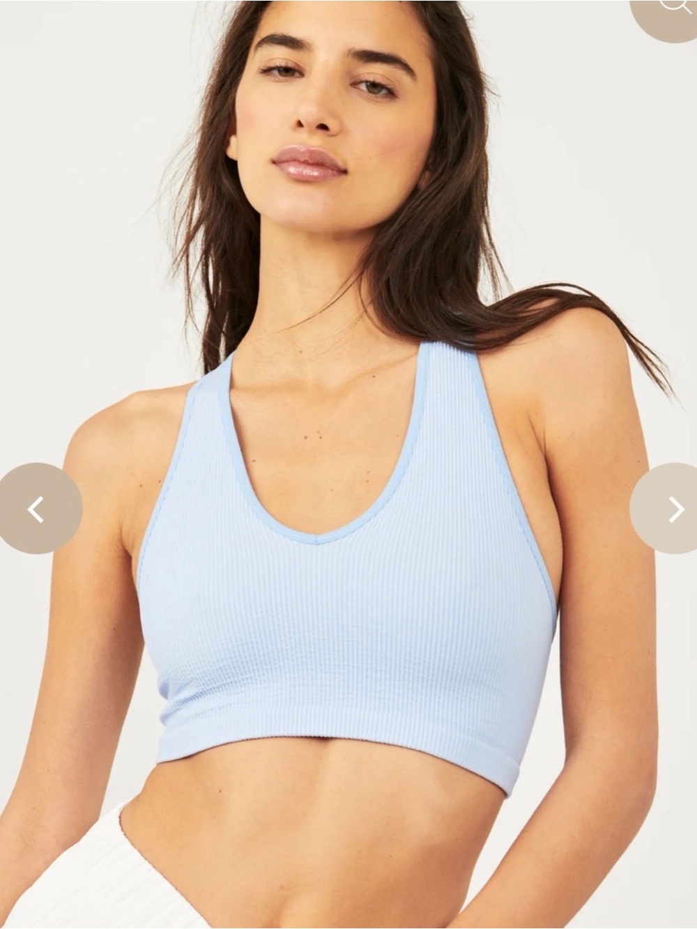 Free People Movement Free Throw Cropped Tank Blue Ribbed Racerback Large